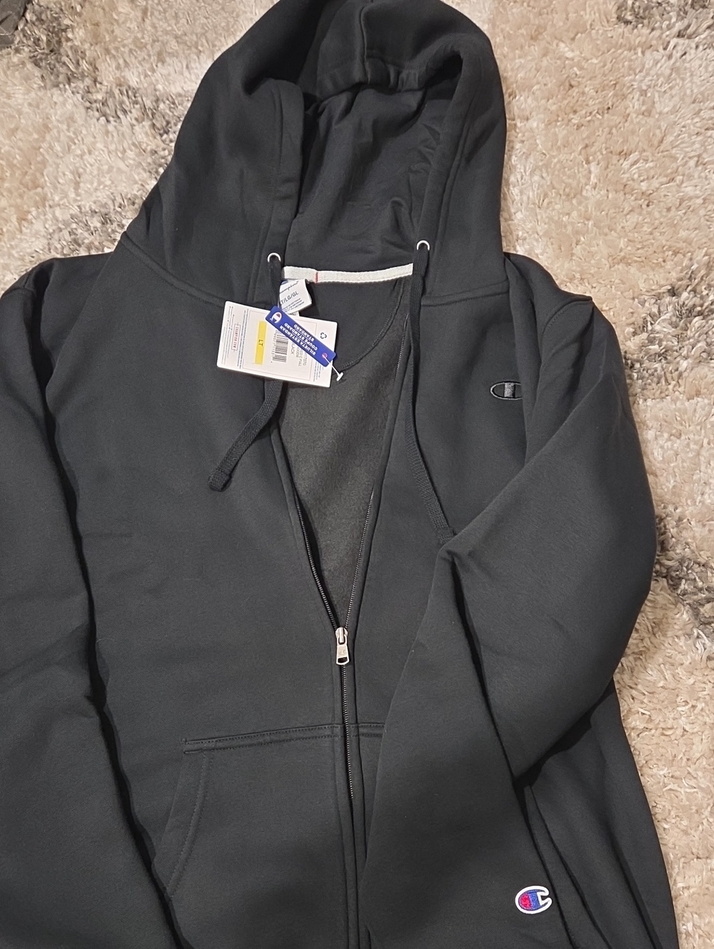 Champion Black Embroidered C Full-Zip Hoodie-V on Weverse Live!